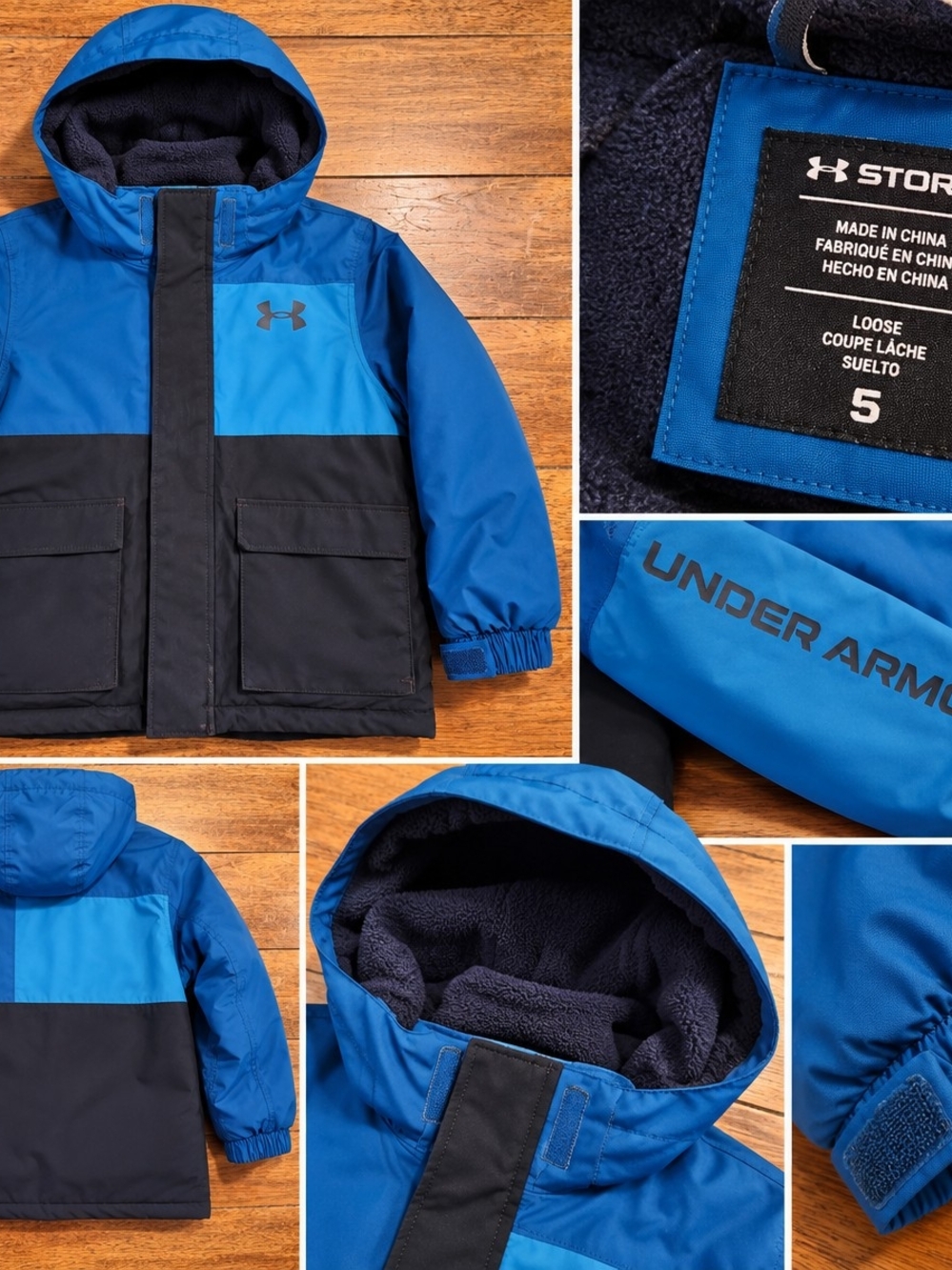 Under Armour Blue and Black Kids' Hooded Puffer Jacket